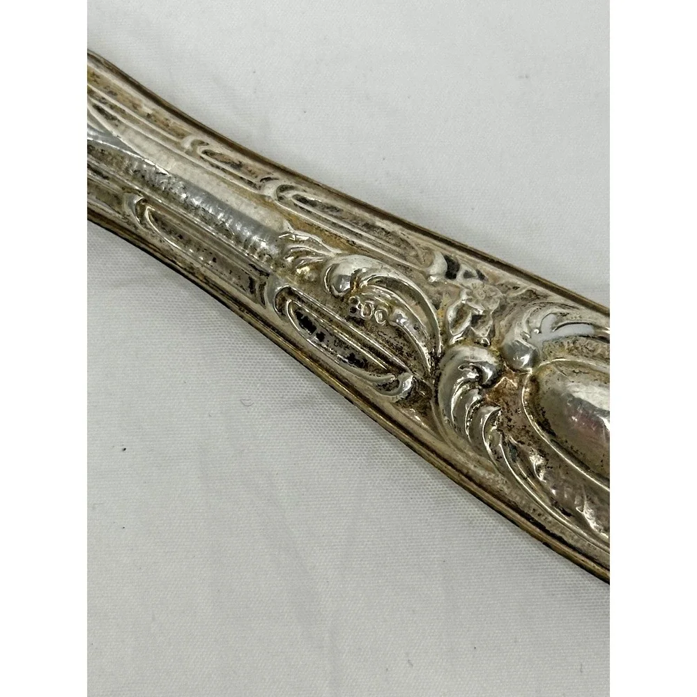 Antique 800 Silver Handle Cake Knife Victorian Ornate Etched
